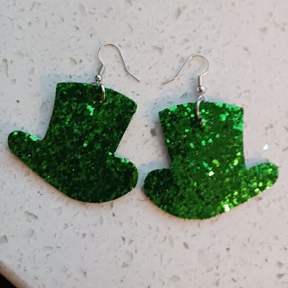 St. Patrick's Day Faux Leather Earrings - Picture 3 of 3